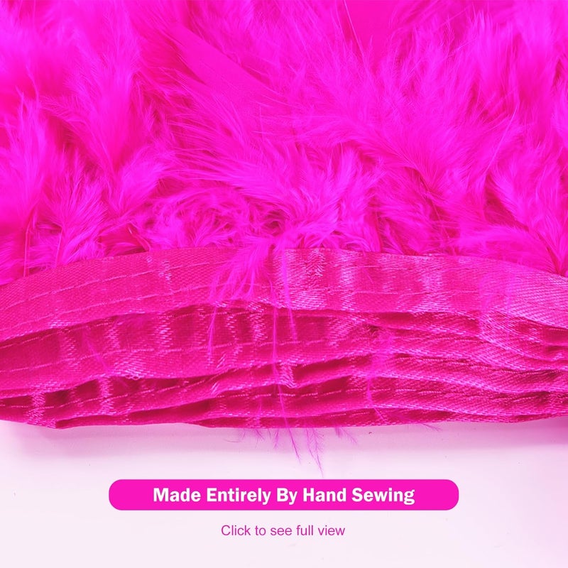 MAOFENG 2 Yards Natural Turkey Feathers Trim Sewing Fringe Fashion Dress Sewing 4-6inch for DIY Handicrafts Costumes Decoration,Hot Pink - Image 3